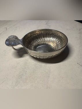 Decorative Silver-Tone Scalloped Bowl